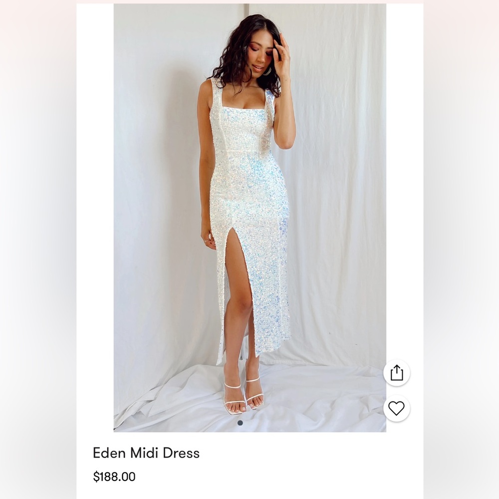 Show Me Your Mumu Eden Midi Dress in White Sparkle Sequin XL